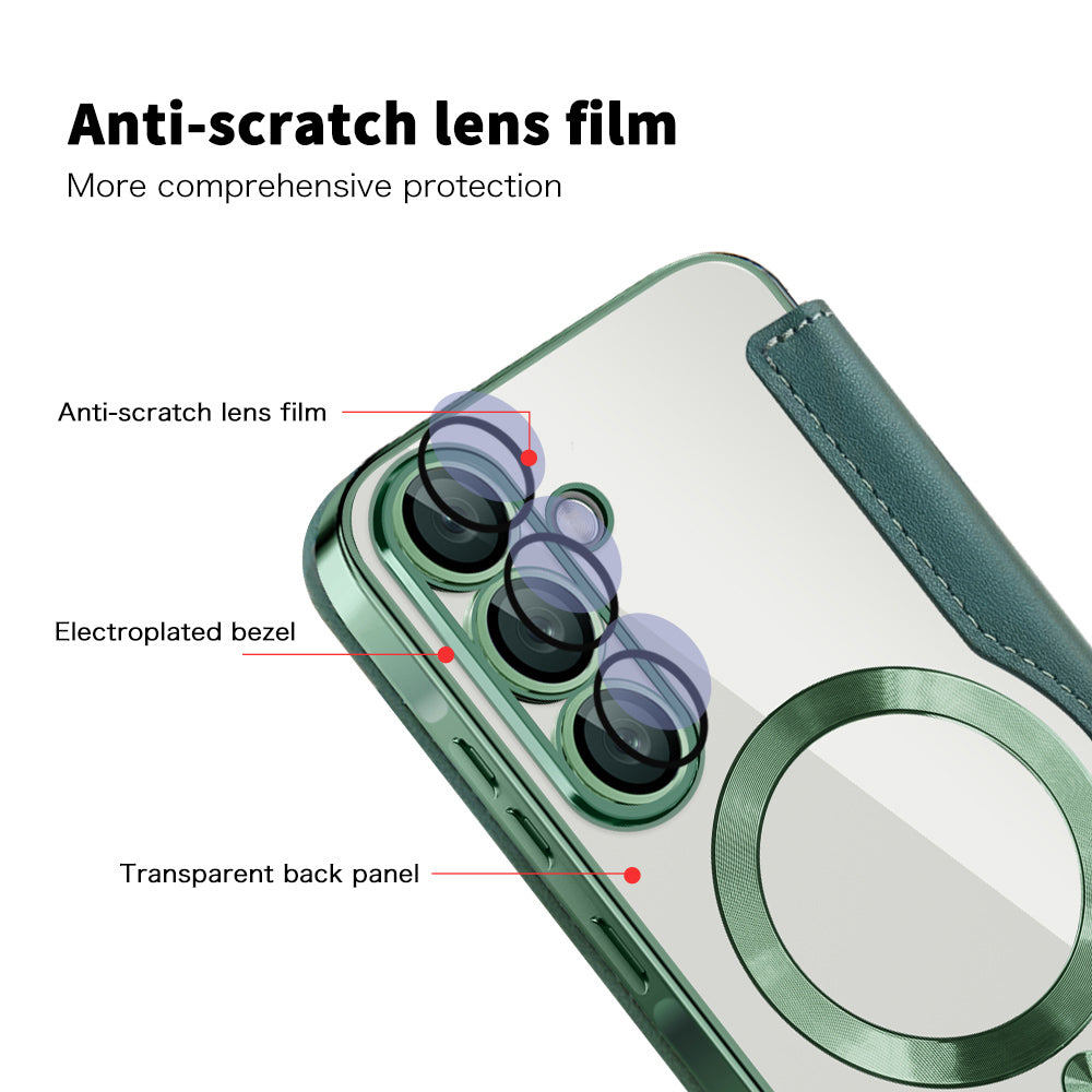 Husa MagSafe pentru Samsung Galaxy A57 5G, Techsuit, SmartMag Book, Verde