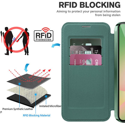 Husa MagSafe pentru Samsung Galaxy A57 5G, Techsuit, SmartMag Book, Verde