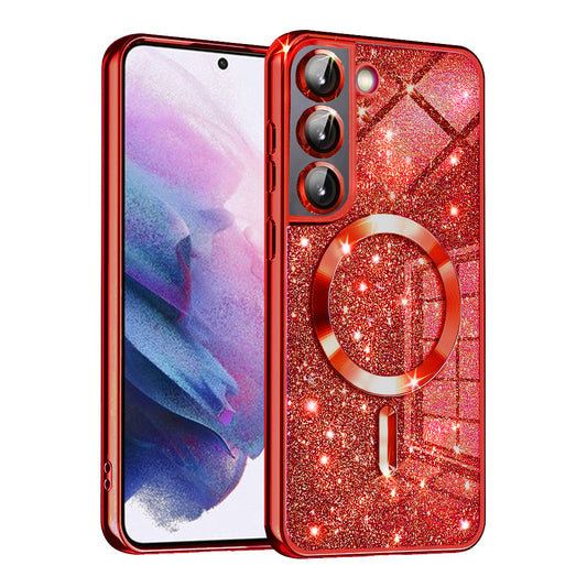Husa MagSafe pentru Samsung Galaxy S21 5G G991, Techsuit, Luxury Glitter, Rosie