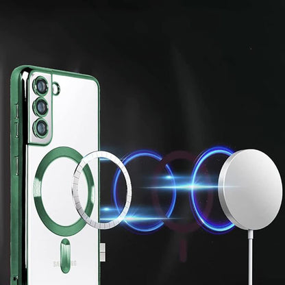 Husa MagSafe pentru Samsung Galaxy S21 FE 5G G990, Techsuit, Luxury Crystal, Albastra Inchis