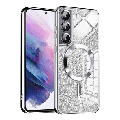 Husa MagSafe pentru Samsung Galaxy S21 FE 5G G990, Techsuit, Luxury Glitter, Argintie