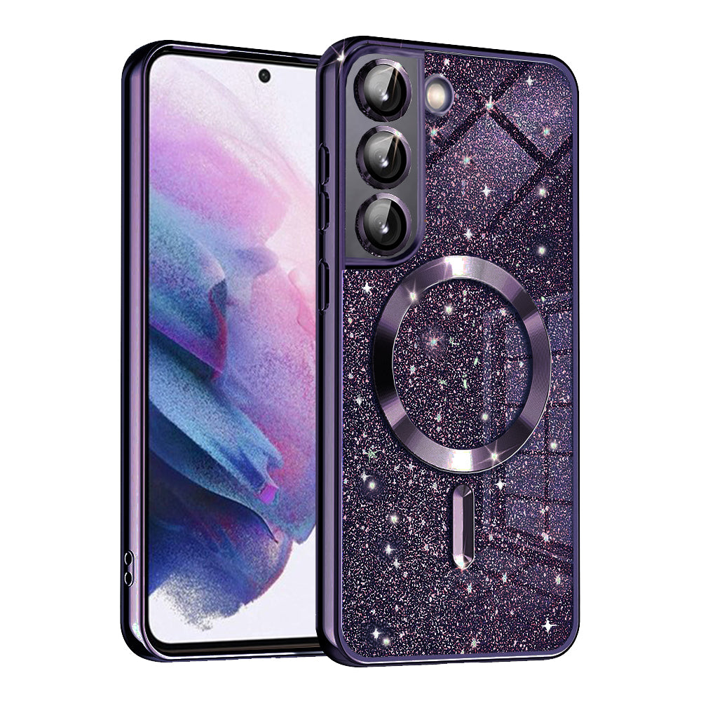 Husa MagSafe pentru Samsung Galaxy S21 FE 5G G990, Techsuit, Luxury Glitter, Mov Inchis