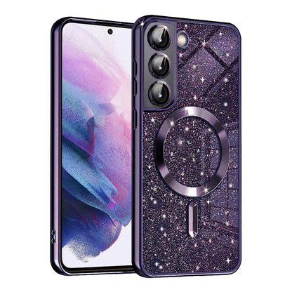 Husa MagSafe pentru Samsung Galaxy S21 FE 5G G990, Techsuit, Luxury Glitter, Mov Inchis
