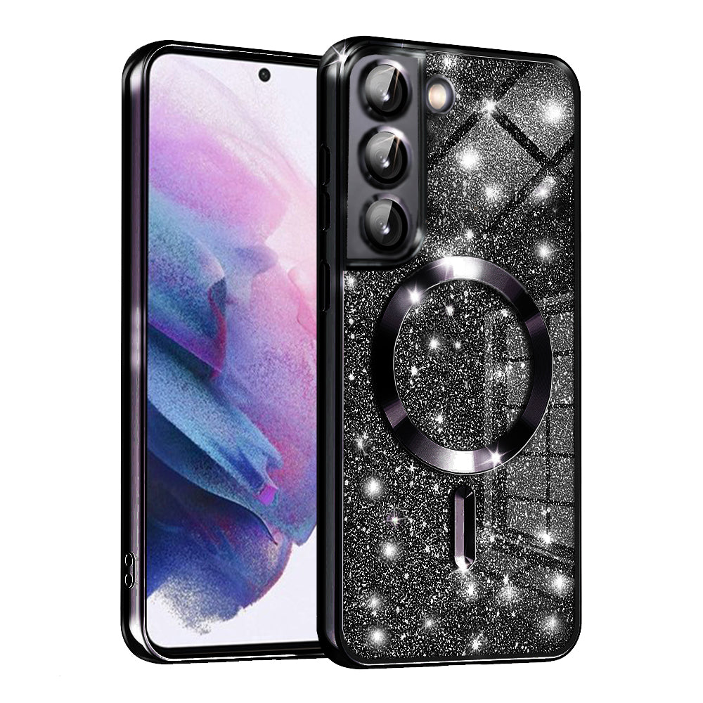 Husa MagSafe pentru Samsung Galaxy S22 5G S901, Techsuit, Luxury Glitter, Neagra