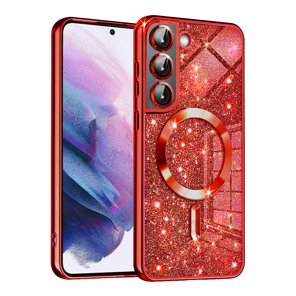Husa MagSafe pentru Samsung Galaxy S22 5G S901, Techsuit, Luxury Glitter, Rosie