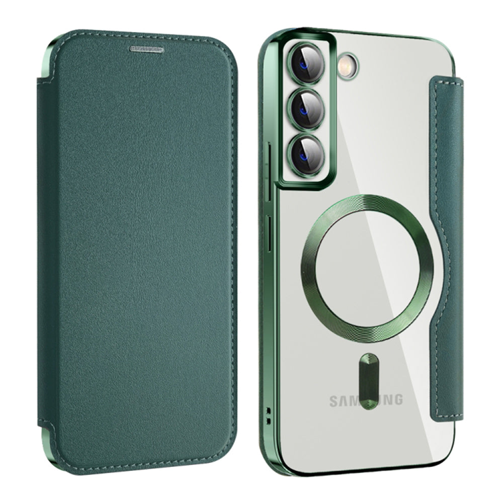 Husa MagSafe pentru Samsung Galaxy S22+ 5G S906, Techsuit, SmartMag Book, Verde