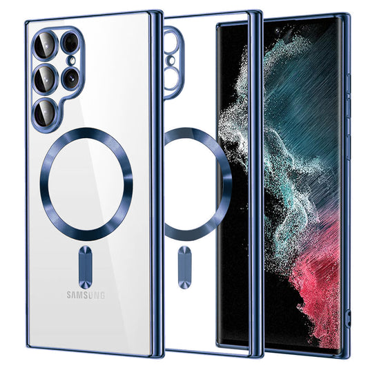 Husa MagSafe pentru Samsung Galaxy S22 Ultra 5G S908, Techsuit, Luxury Crystal, Albastra Inchis