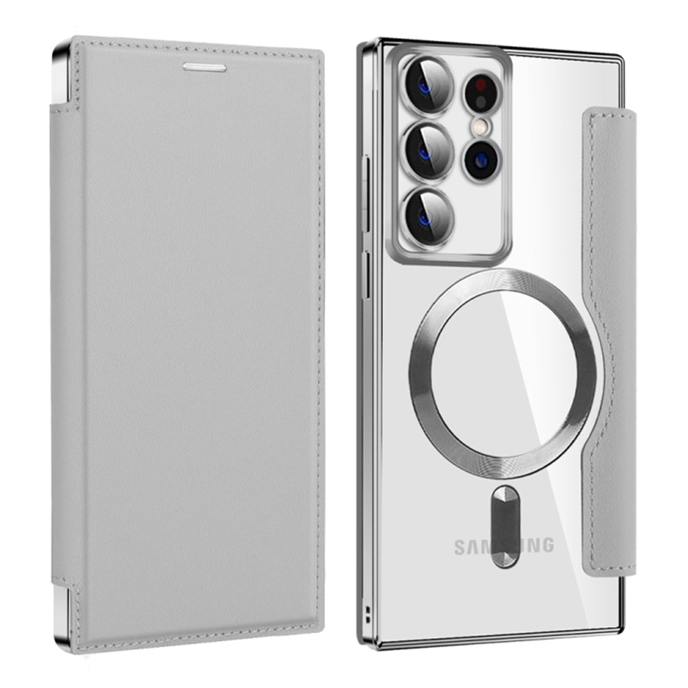 Husa MagSafe pentru Samsung Galaxy S22 Ultra 5G S908, Techsuit, SmartMag Book, Gri