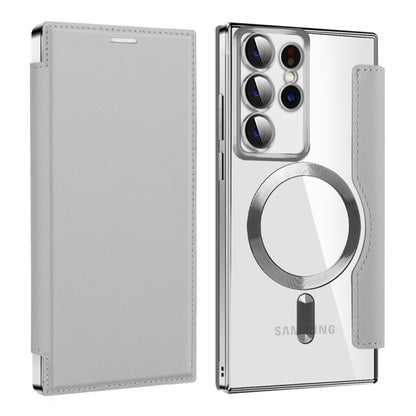 Husa MagSafe pentru Samsung Galaxy S22 Ultra 5G S908, Techsuit, SmartMag Book, Gri