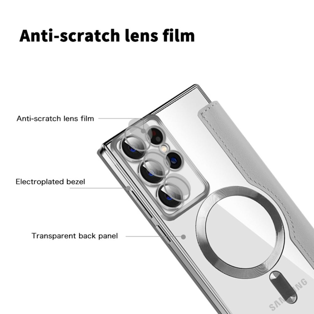 Husa MagSafe pentru Samsung Galaxy S22 Ultra 5G S908, Techsuit, SmartMag Book, Gri