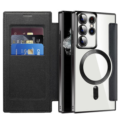 Husa MagSafe pentru Samsung Galaxy S22 Ultra 5G S908, Techsuit, SmartMag Book, Neagra