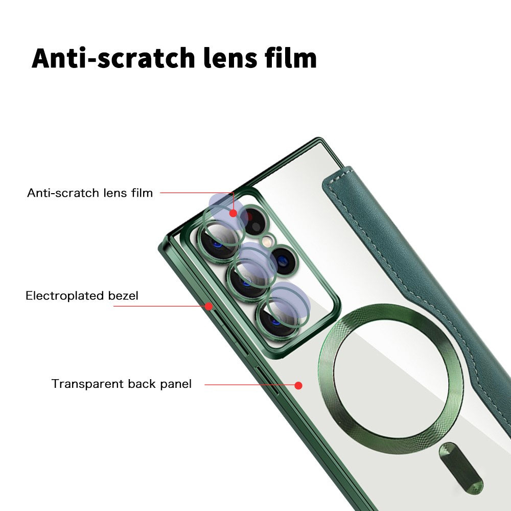 Husa MagSafe pentru Samsung Galaxy S22 Ultra 5G S908, Techsuit, SmartMag Book, Verde