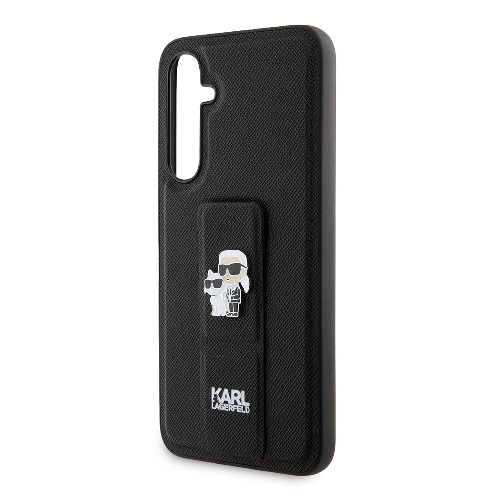 Husa MagSafe pentru Samsung Galaxy S23 FE S711, Karl Lagerfeld, Saffiano Gripstand Karl & Choupette, Albastra