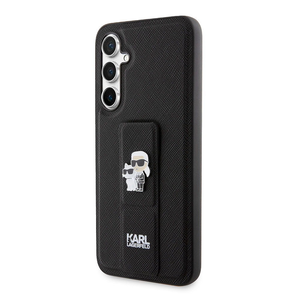 Husa MagSafe pentru Samsung Galaxy S23 FE S711, Karl Lagerfeld, Saffiano Gripstand Karl & Choupette, Albastra