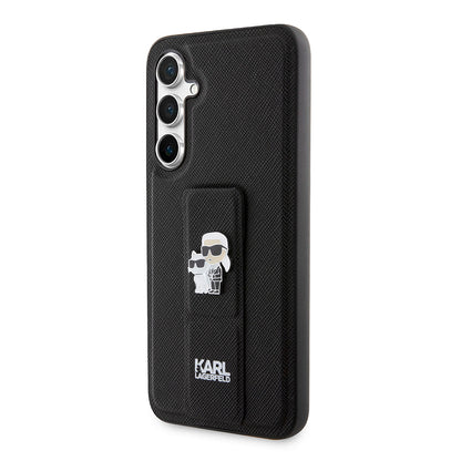 Husa MagSafe pentru Samsung Galaxy S23 FE S711, Karl Lagerfeld, Saffiano Gripstand Karl & Choupette, Albastra