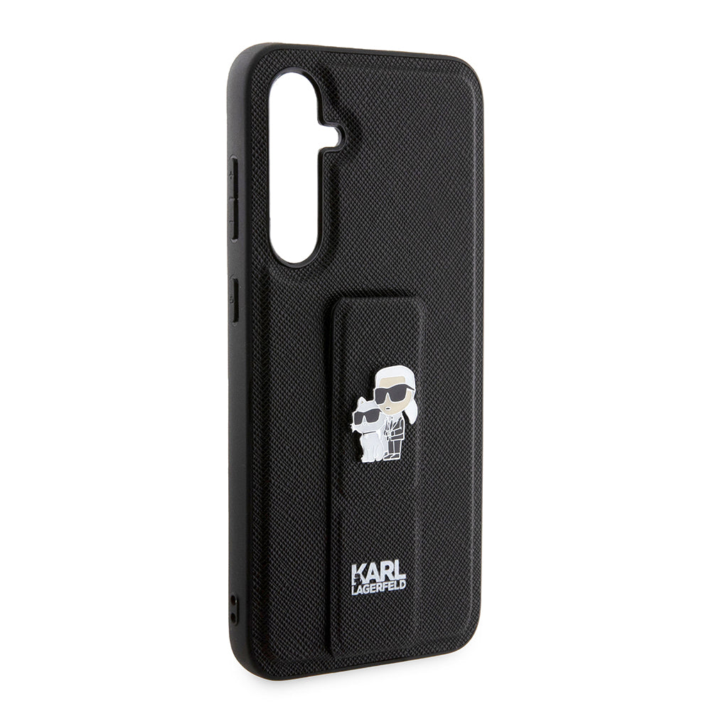 Husa MagSafe pentru Samsung Galaxy S23 FE S711, Karl Lagerfeld, Saffiano Gripstand Karl & Choupette, Albastra