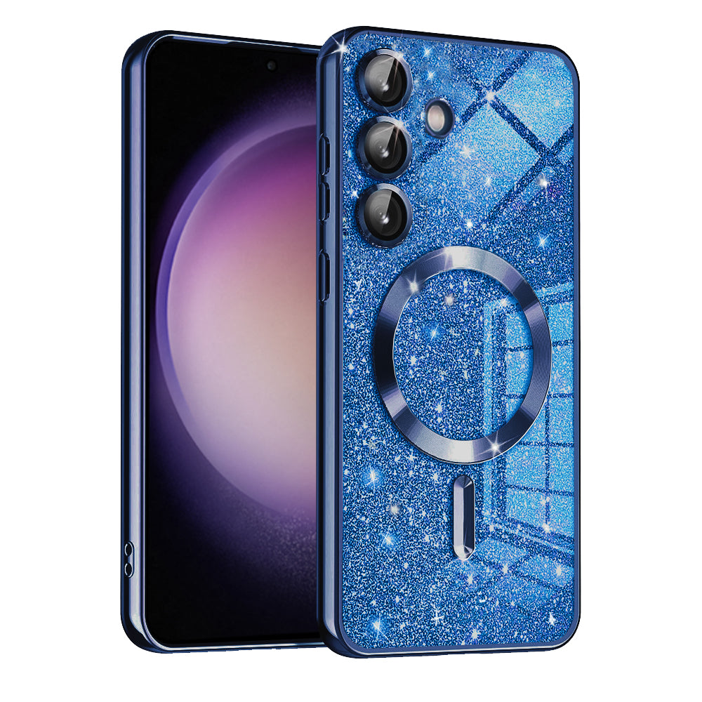 Husa MagSafe pentru Samsung Galaxy S23 FE S711, Techsuit, Luxury Glitter, Albastra Inchis