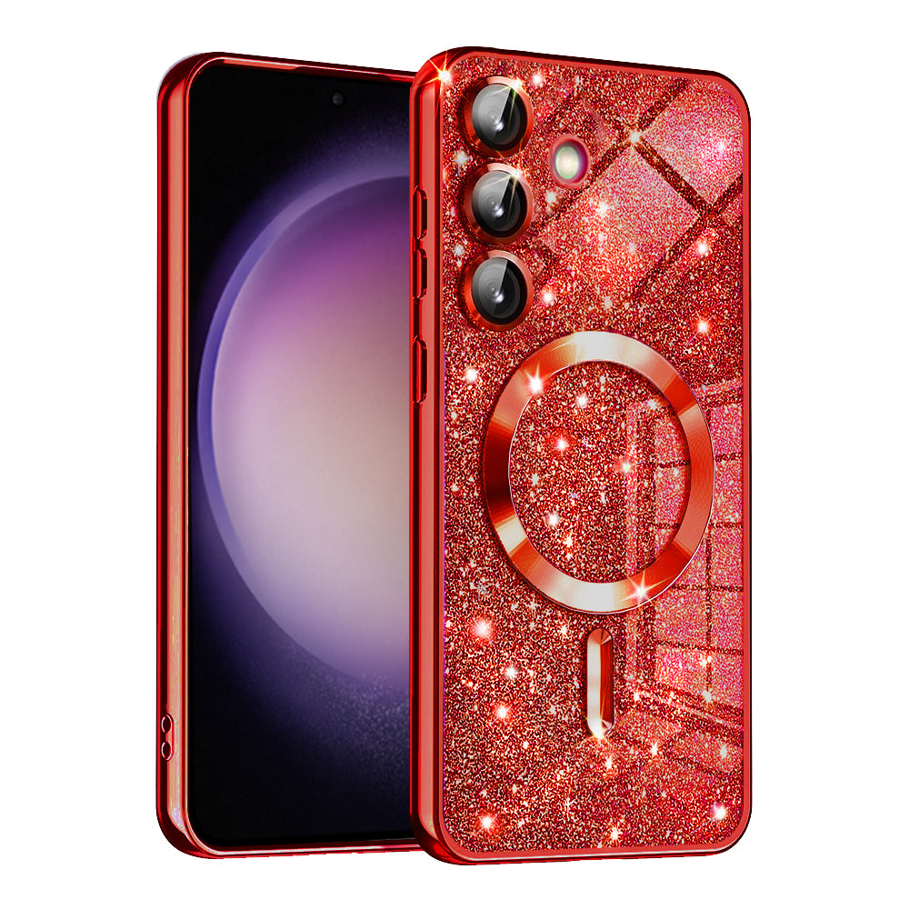 Husa MagSafe pentru Samsung Galaxy S23 FE S711, Techsuit, Luxury Glitter, Rosie