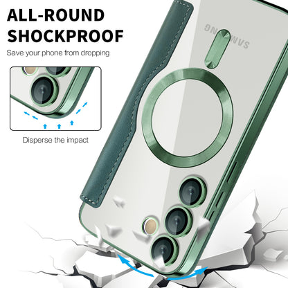 Husa MagSafe pentru Samsung Galaxy S23 FE S711, Techsuit, SmartMag Book, Verde