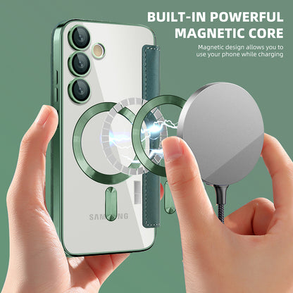 Husa MagSafe pentru Samsung Galaxy S23 FE S711, Techsuit, SmartMag Book, Verde