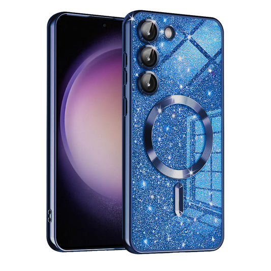 Husa MagSafe pentru Samsung Galaxy S23+ S916, Techsuit, Luxury Glitter, Albastra Inchis