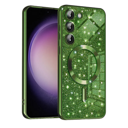 Husa MagSafe pentru Samsung Galaxy S23+ S916, Techsuit, Luxury Glitter, Verde Inchis