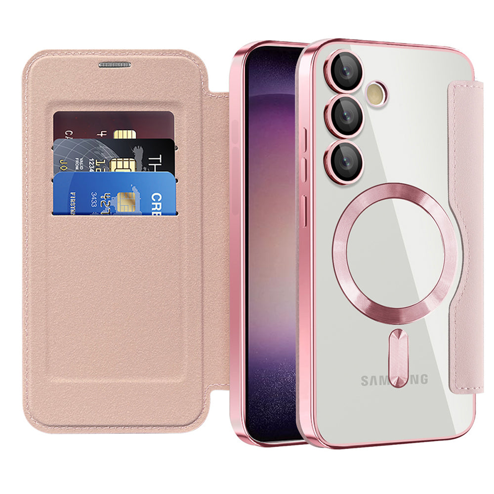 Husa MagSafe pentru Samsung Galaxy S23+ S916, Techsuit, SmartMag Book, Roz