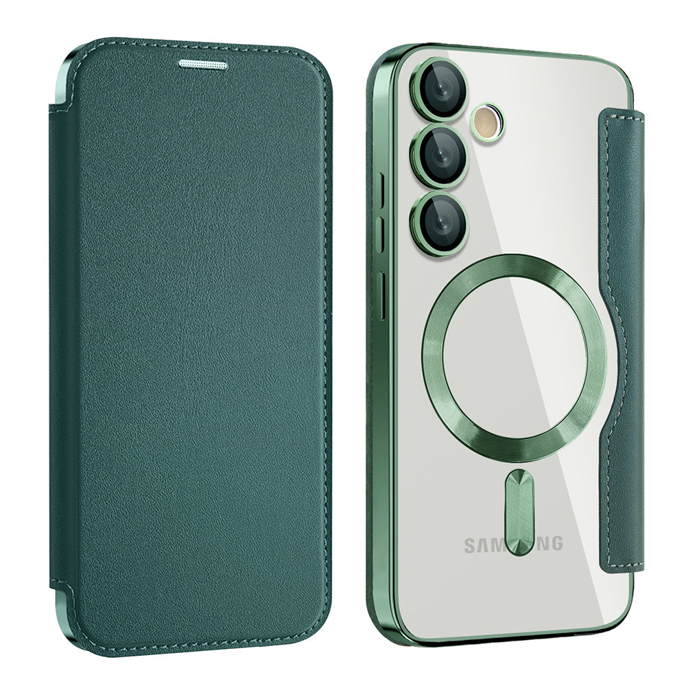 Husa MagSafe pentru Samsung Galaxy S23+ S916, Techsuit, SmartMag Book, Verde