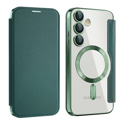 Husa MagSafe pentru Samsung Galaxy S23+ S916, Techsuit, SmartMag Book, Verde