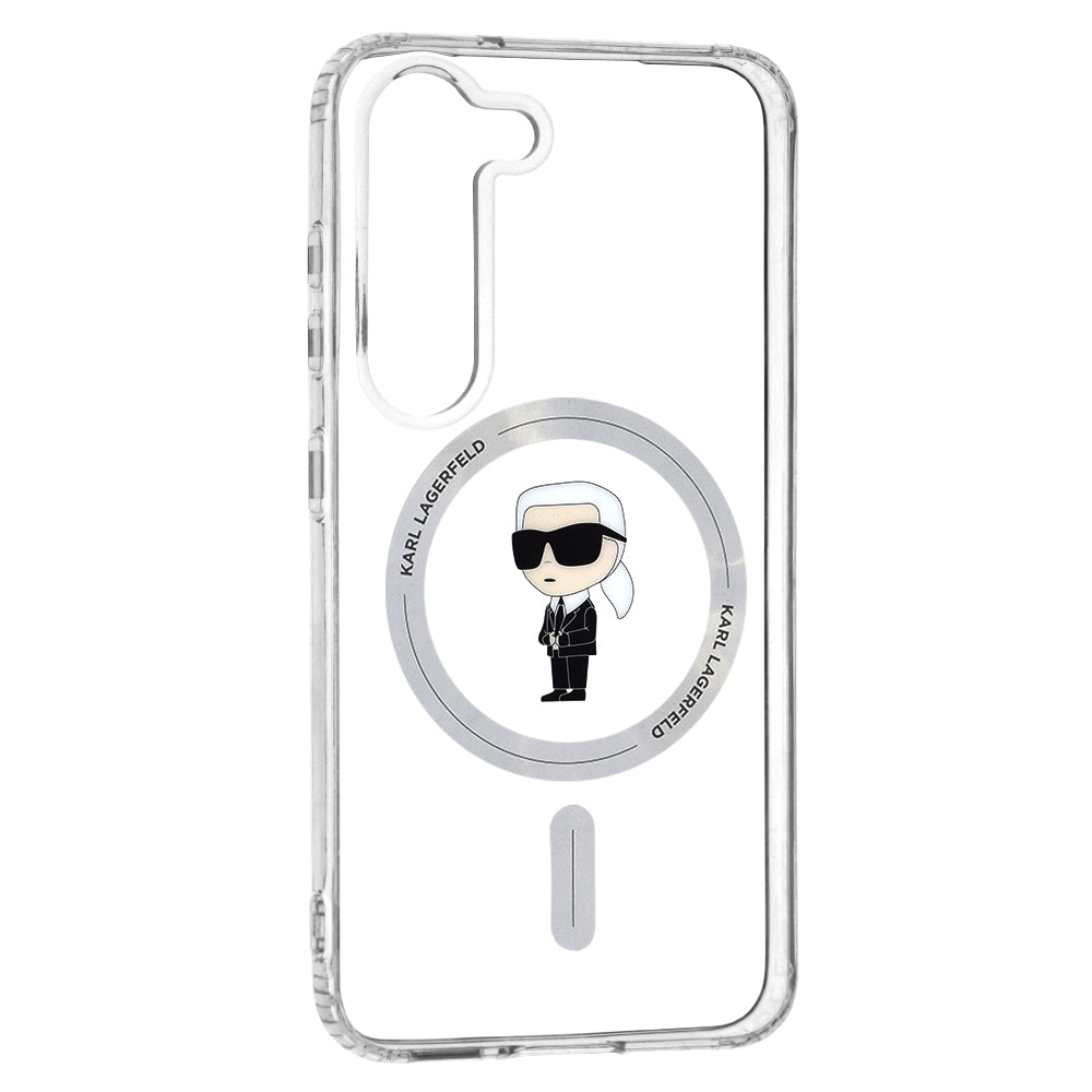 Husa MagSafe pentru Samsung Galaxy S23 S911, Karl Lagerfeld, IML Ikonik Karl, Transparenta