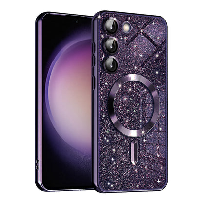 Husa MagSafe pentru Samsung Galaxy S23 S911, Techsuit, Luxury Glitter, Mov Inchis