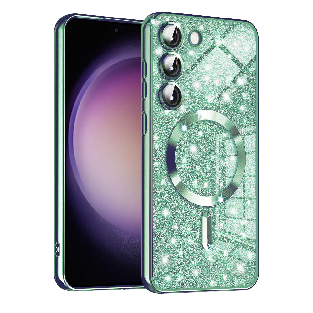 Husa MagSafe pentru Samsung Galaxy S23 S911, Techsuit, Luxury Glitter, Verde Deschis