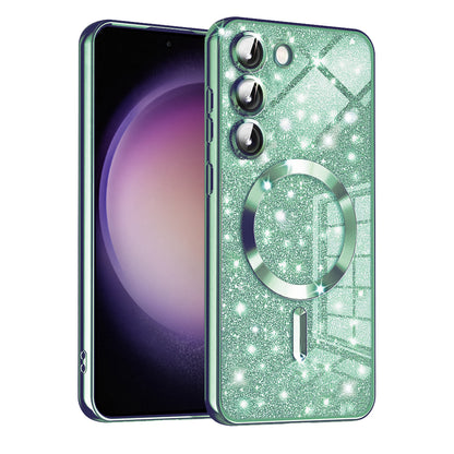 Husa MagSafe pentru Samsung Galaxy S23 S911, Techsuit, Luxury Glitter, Verde Deschis