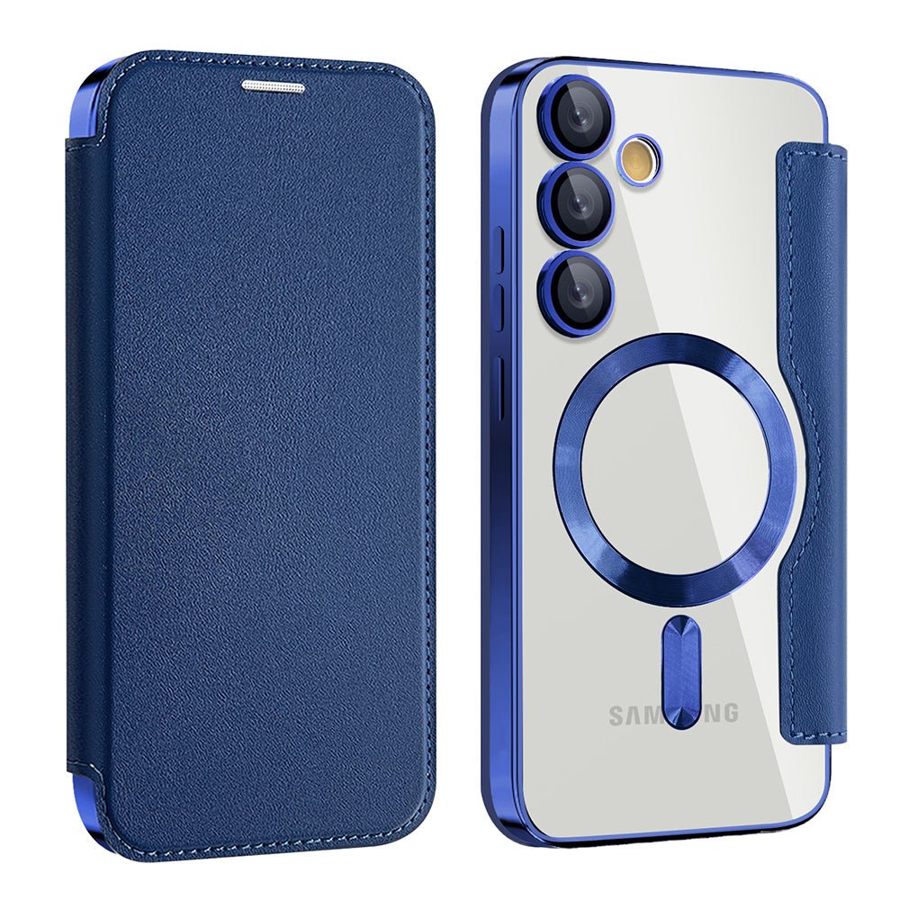 Husa MagSafe pentru Samsung Galaxy S23 S911, Techsuit, SmartMag Book, Albastra