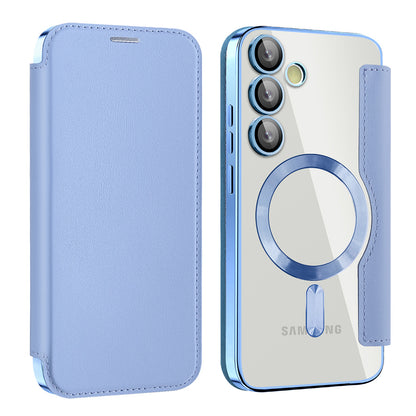 Husa MagSafe pentru Samsung Galaxy S23 S911, Techsuit, SmartMag Book, Bleu