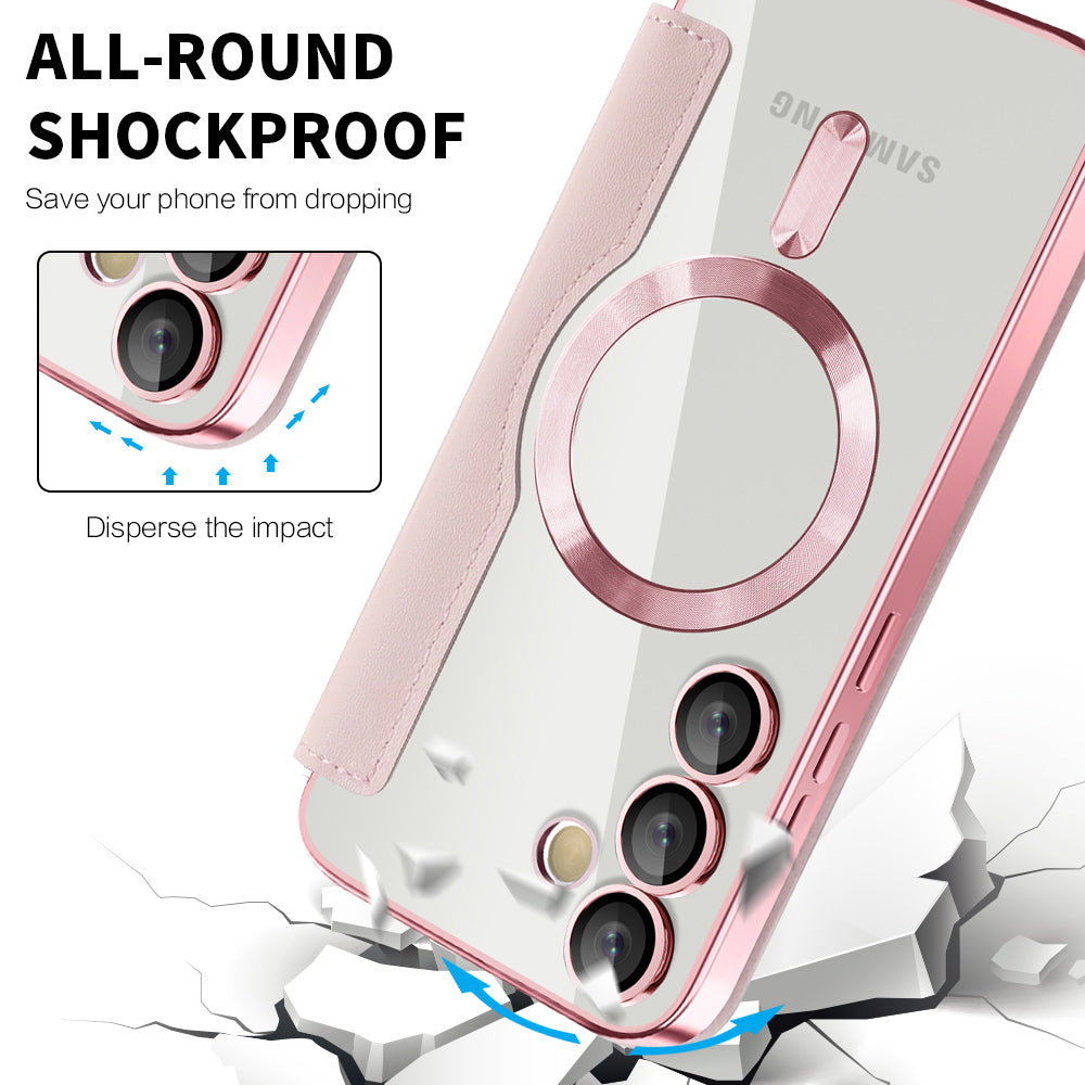 Husa MagSafe pentru Samsung Galaxy S23 S911, Techsuit, SmartMag Book, Roz