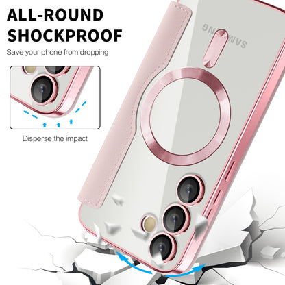 Husa MagSafe pentru Samsung Galaxy S23 S911, Techsuit, SmartMag Book, Roz