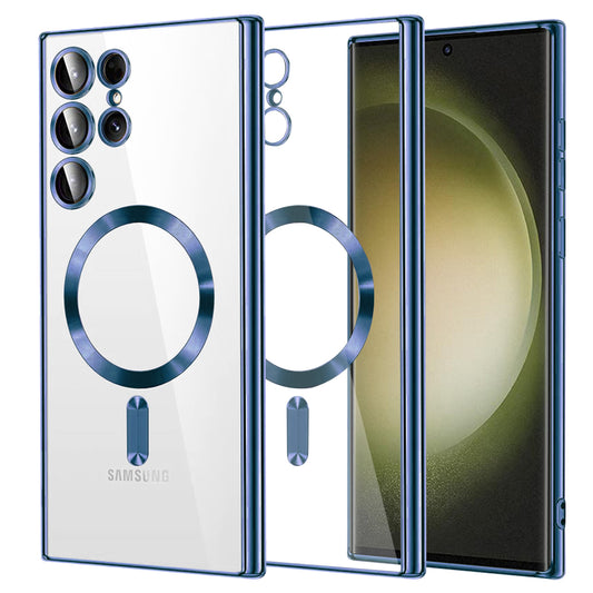Husa MagSafe pentru Samsung Galaxy S23 Ultra S918, Techsuit, Luxury Crystal, Albastra Inchis