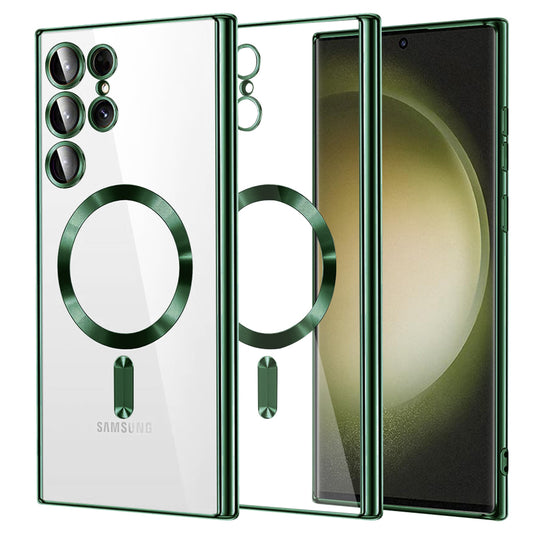 Husa MagSafe pentru Samsung Galaxy S23 Ultra S918, Techsuit, Luxury Crystal, Verde Inchis