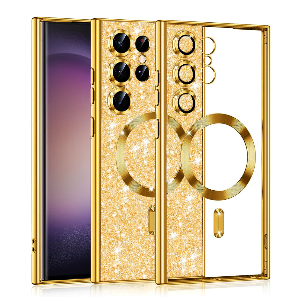 Husa MagSafe pentru Samsung Galaxy S23 Ultra S918, Techsuit, Luxury Glitter, Aurie