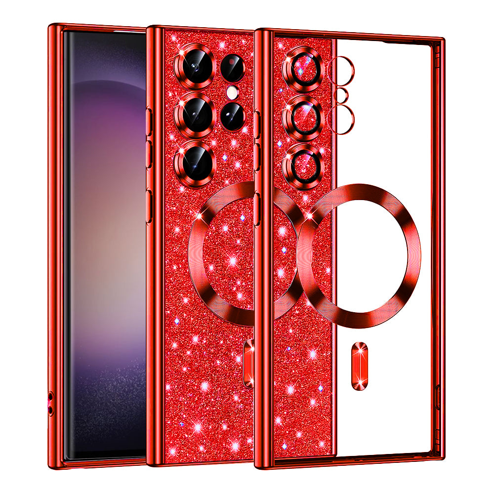 Husa MagSafe pentru Samsung Galaxy S23 Ultra S918, Techsuit, Luxury Glitter, Rosie