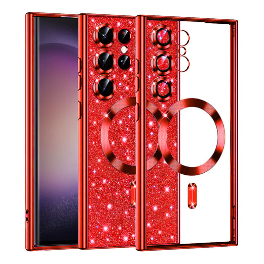 Husa MagSafe pentru Samsung Galaxy S23 Ultra S918, Techsuit, Luxury Glitter, Rosie