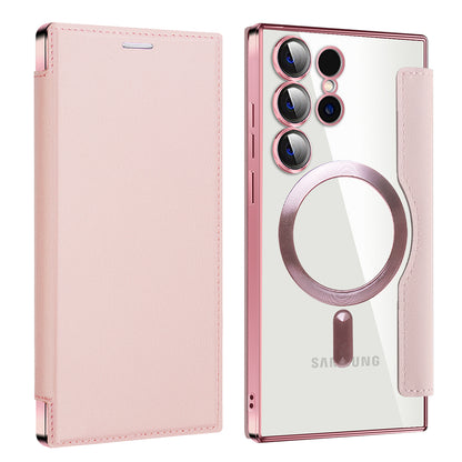 Husa MagSafe pentru Samsung Galaxy S23 Ultra S918, Techsuit, SmartMag Book, Roz