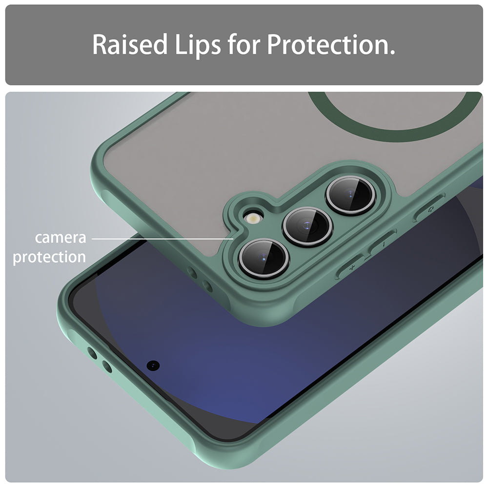 Husa MagSafe pentru Samsung Galaxy S24 FE S721, Techsuit, HaloFrost II, Verde