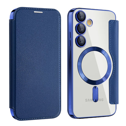 Husa MagSafe pentru Samsung Galaxy S24 FE S721, Techsuit, SmartMag Book, Albastra