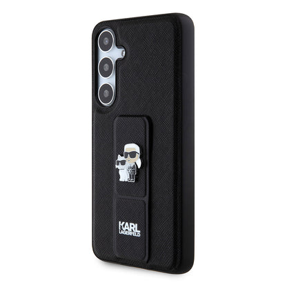 Husa MagSafe pentru Samsung Galaxy S24+ S926, Karl Lagerfeld, Saffiano Gripstand Karl & Choupette, Neagra