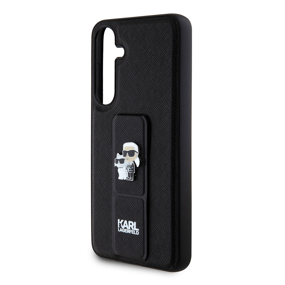 Husa MagSafe pentru Samsung Galaxy S24+ S926, Karl Lagerfeld, Saffiano Gripstand Karl & Choupette, Neagra