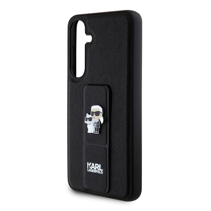 Husa MagSafe pentru Samsung Galaxy S24+ S926, Karl Lagerfeld, Saffiano Gripstand Karl & Choupette, Neagra