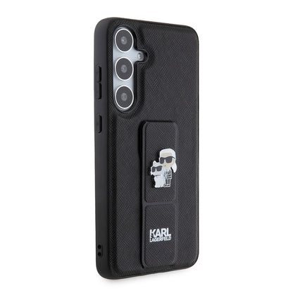 Husa MagSafe pentru Samsung Galaxy S24+ S926, Karl Lagerfeld, Saffiano Gripstand Karl & Choupette, Neagra