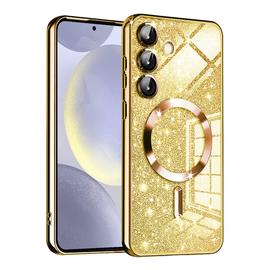 Husa MagSafe pentru Samsung Galaxy S24+ S926, Techsuit, Luxury Glitter, Aurie